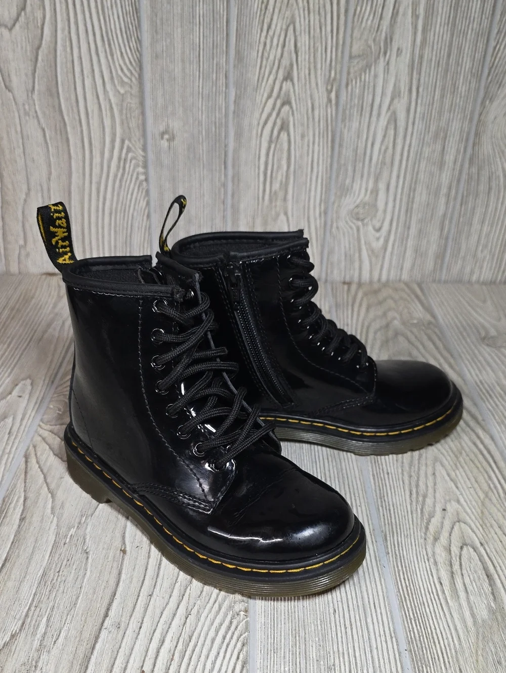 Dr. Martens Kids 1460 Black Patent Leather Combat Boots Unisex Kids Size 13